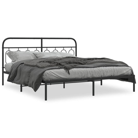 Vidaxl bedframe met hoofdbord metaal zwart 193x203 cm