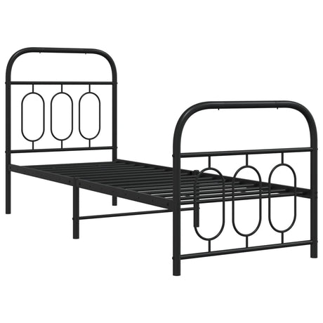 Vidaxl bedframe met hoofd- en voeteneinde metaal zwart 75x190 cm