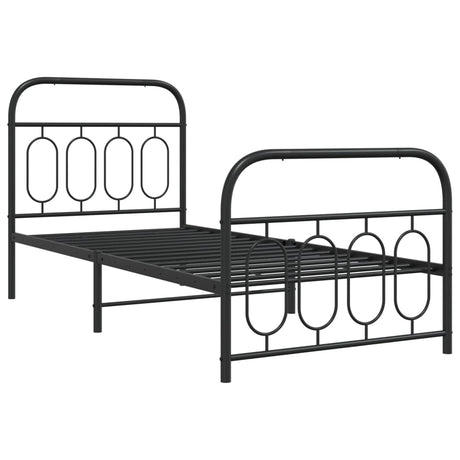 Vidaxl bedframe met hoofd- en voeteneinde metaal zwart 80x200 cm