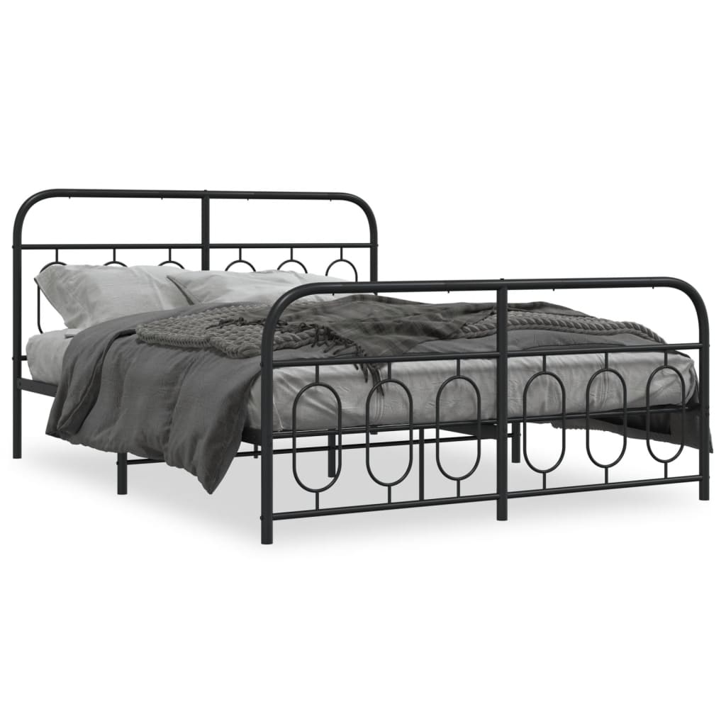Vidaxl bedframe met hoofd- en voeteneinde metaal zwart 135x190 cm