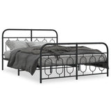 Vidaxl bedframe met hoofd- en voeteneinde metaal zwart 135x190 cm