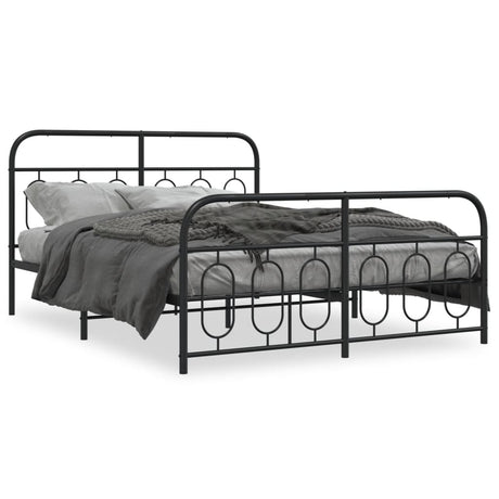 Vidaxl bedframe met hoofd- en voeteneinde metaal zwart 135x190 cm