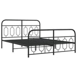 Vidaxl bedframe met hoofd- en voeteneinde metaal zwart 135x190 cm