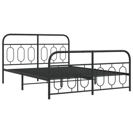 Vidaxl bedframe met hoofd- en voeteneinde metaal zwart 135x190 cm