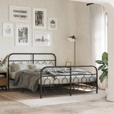 Vidaxl bedframe met hoofd- en voeteneinde metaal zwart 135x190 cm