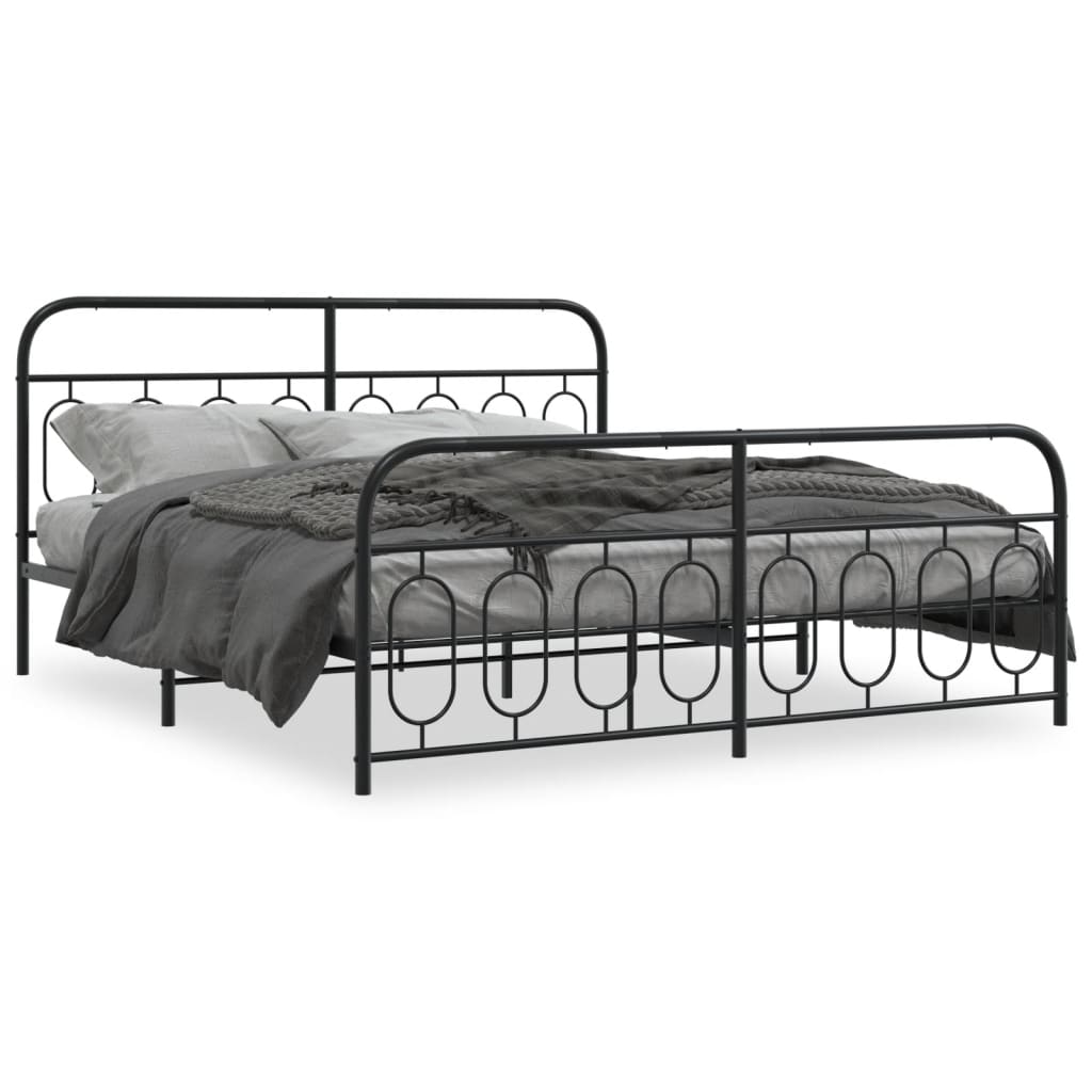 Vidaxl bedframe met hoofd- en voeteneinde metaal zwart 183x213 cm