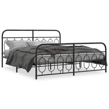 Vidaxl bedframe met hoofd- en voeteneinde metaal zwart 183x213 cm
