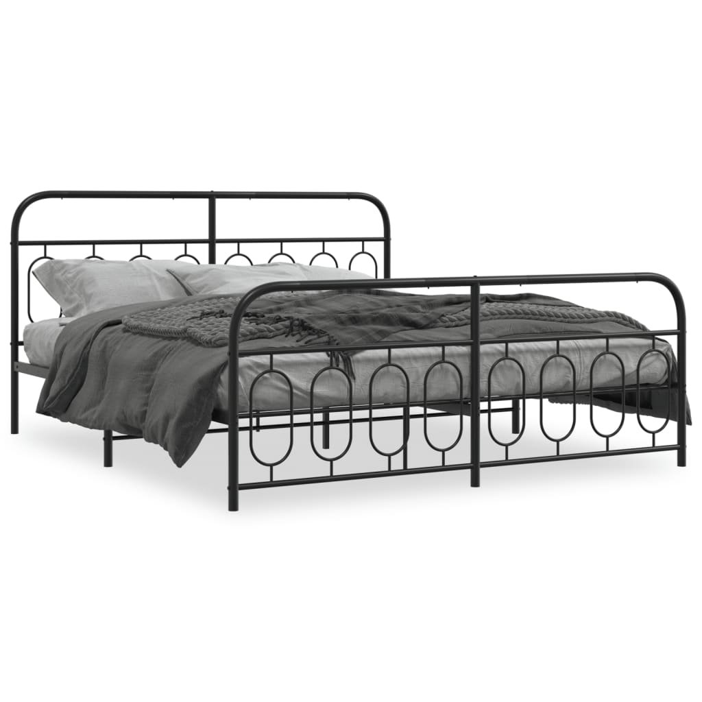 Vidaxl bedframe met hoofd- en voeteneinde metaal zwart 193x203 cm