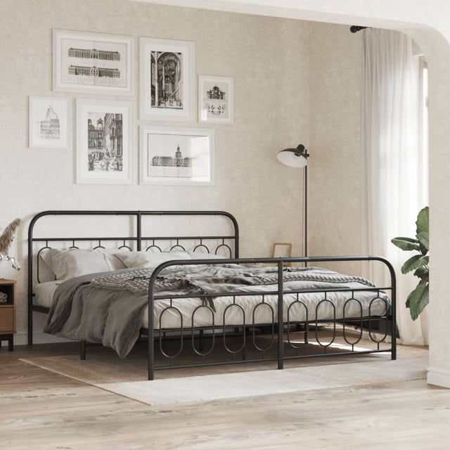 Vidaxl bedframe met hoofd- en voeteneinde metaal zwart 193x203 cm