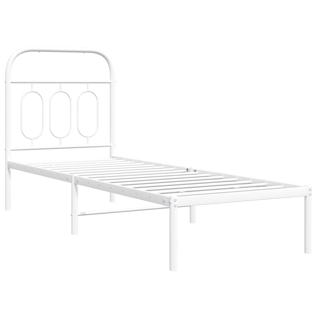Vidaxl bedframe met hoofdbord zonder matras metaal wit 75x190 cm