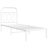 Vidaxl bedframe met hoofdbord zonder matras metaal wit 75x190 cm