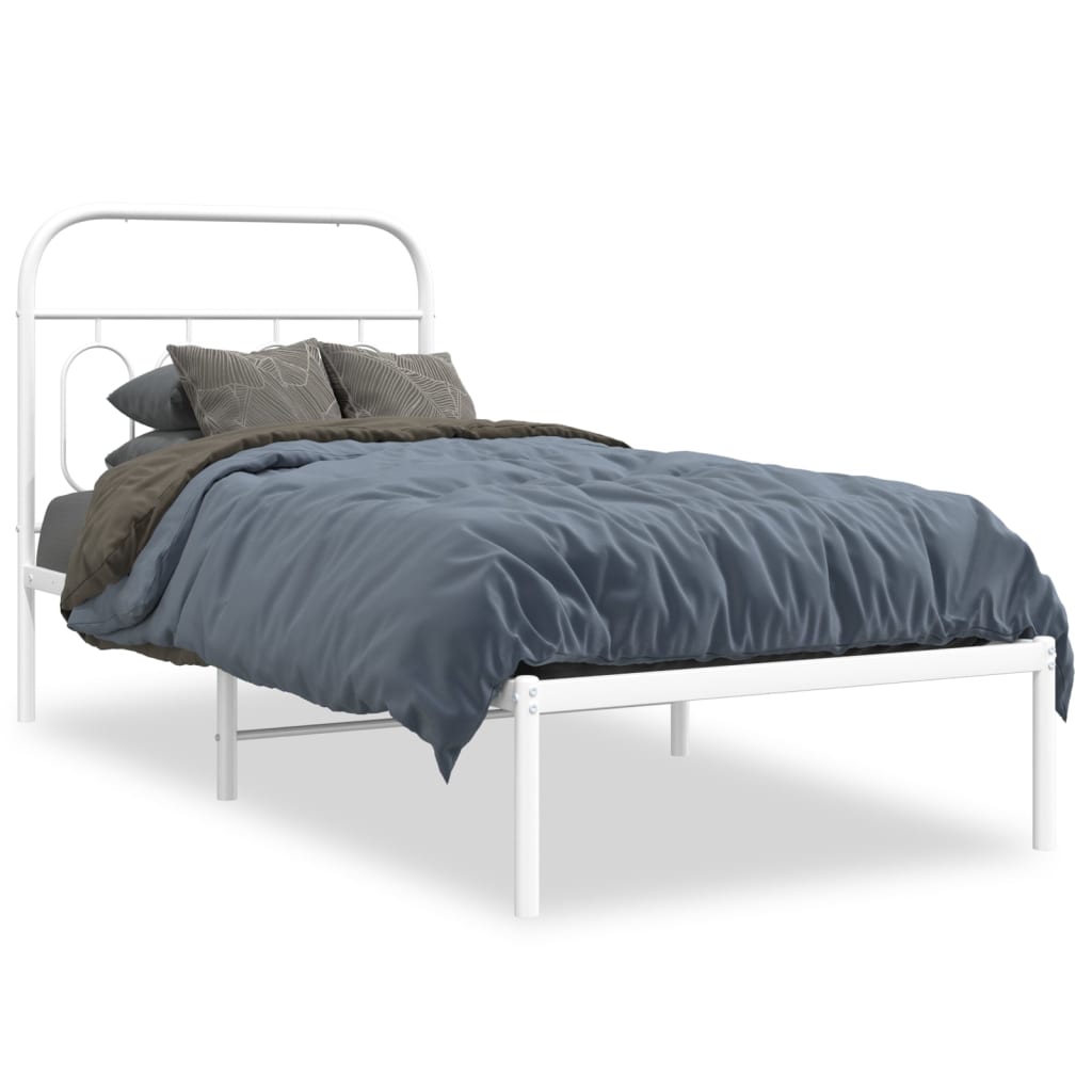 Vidaxl bedframe met hoofdbord metaal wit 90x190 cm