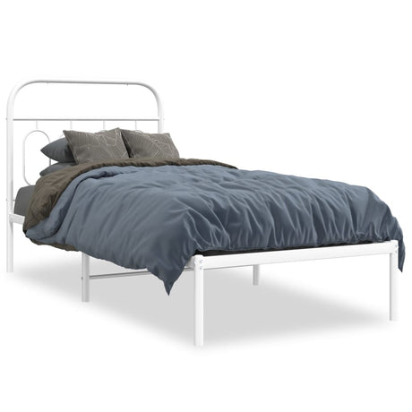 Vidaxl bedframe met hoofdbord metaal wit 90x190 cm