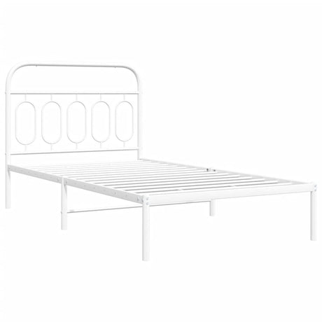 Vidaxl bedframe met hoofdbord metaal wit 100x190 cm