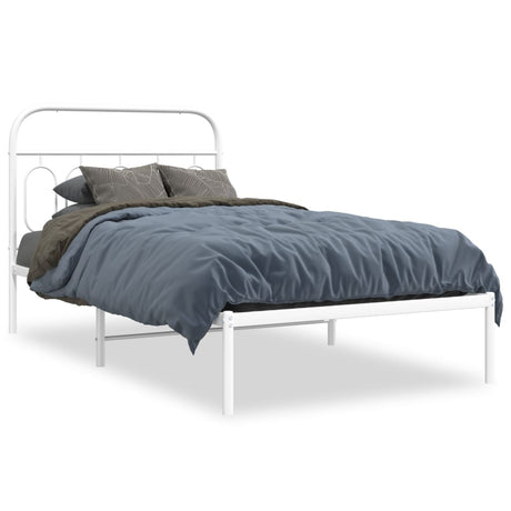 Vidaxl bedframe met hoofdbord metaal wit 107x203 cm