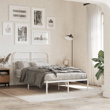Vidaxl bedframe met hoofdbord metaal wit 120x190 cm
