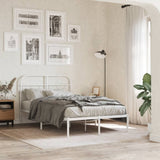Vidaxl bedframe met hoofdbord metaal wit 120x200 cm