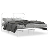 Vidaxl bedframe met hoofdbord metaal wit 135x190 cm