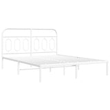 Vidaxl bedframe met hoofdbord metaal wit 135x190 cm