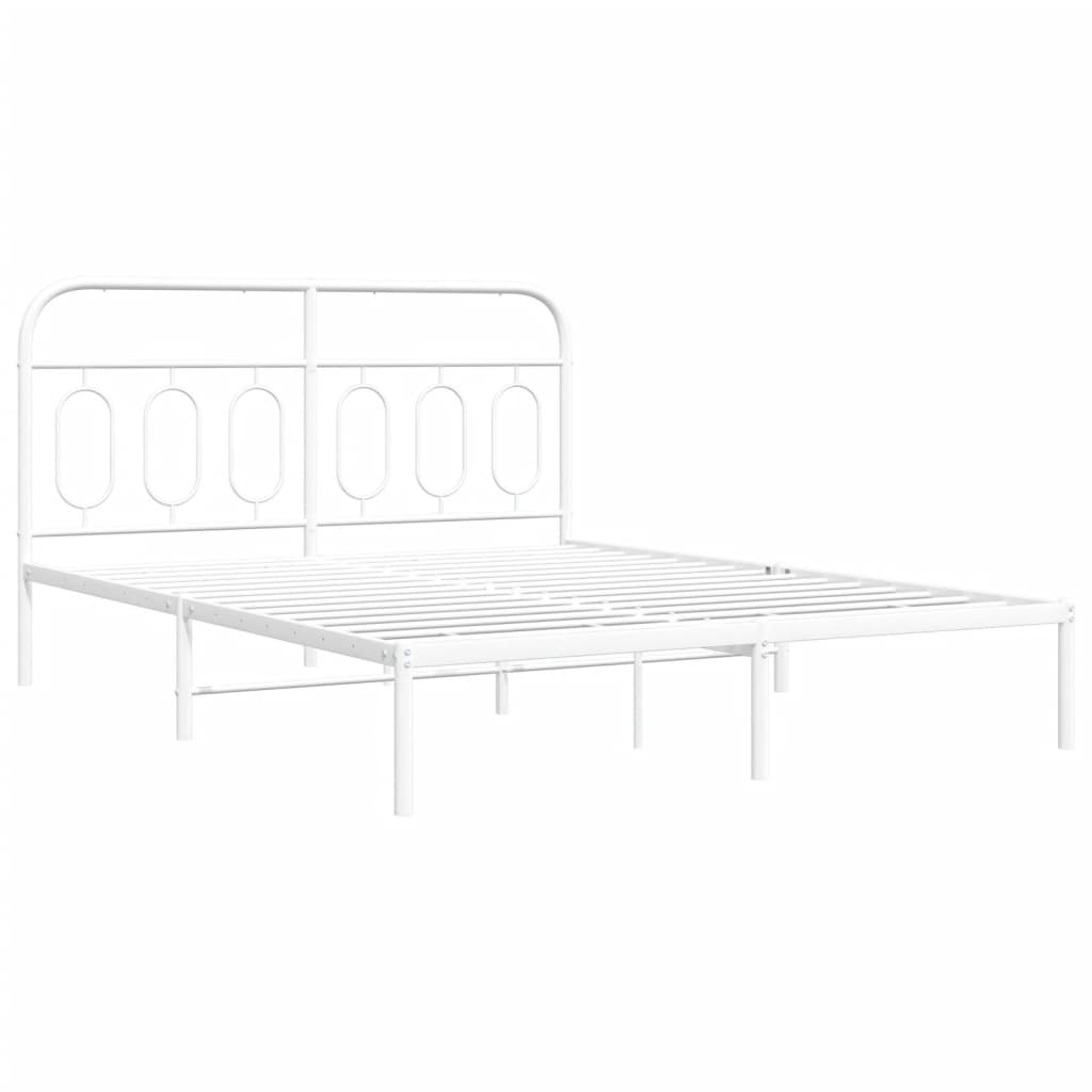 Vidaxl bedframe met hoofdbord metaal wit 140x200 cm