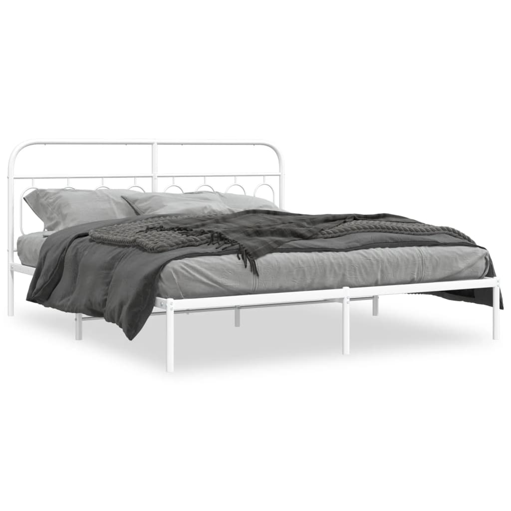 Vidaxl bedframe met hoofdbord metaal wit 183x213 cm