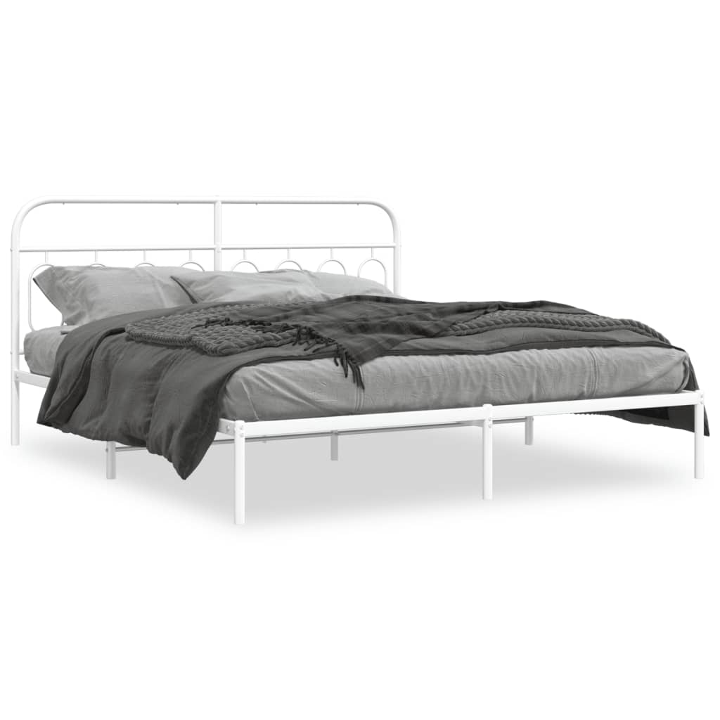 Vidaxl bedframe met hoofdbord metaal wit 193x203 cm