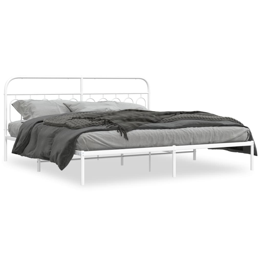 Vidaxl bedframe met hoofdbord metaal wit 200x200 cm