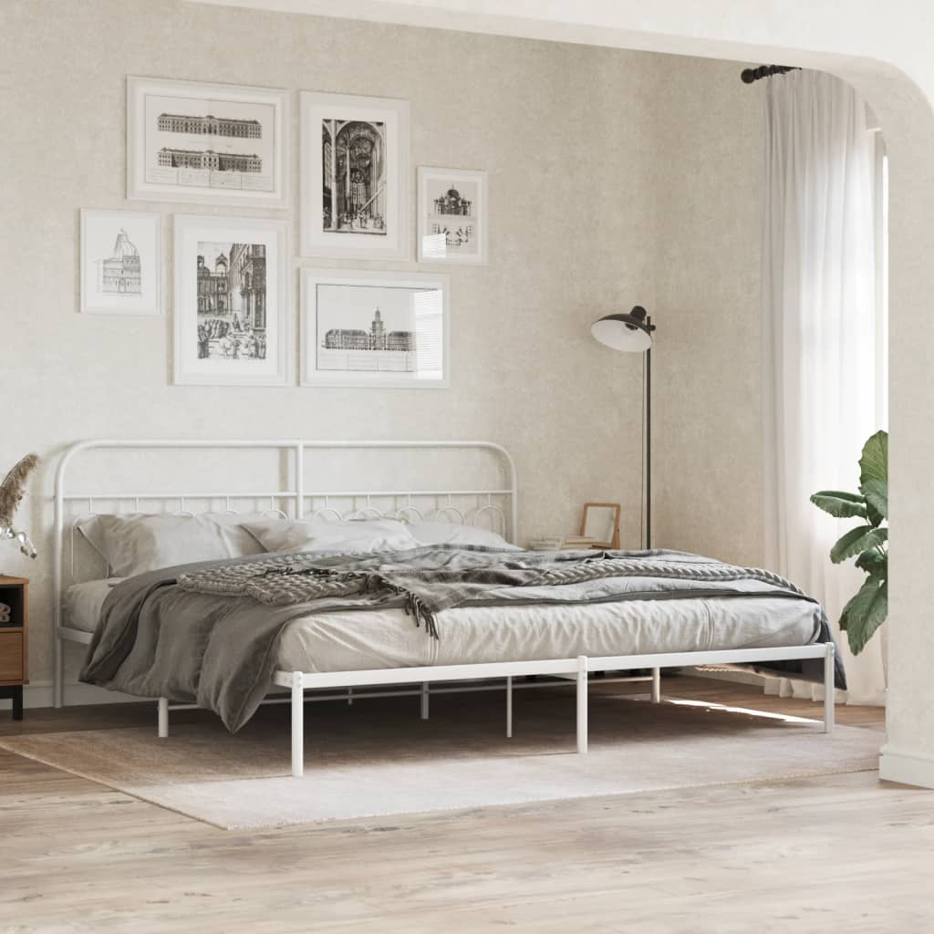 Vidaxl bedframe met hoofdbord metaal wit 200x200 cm
