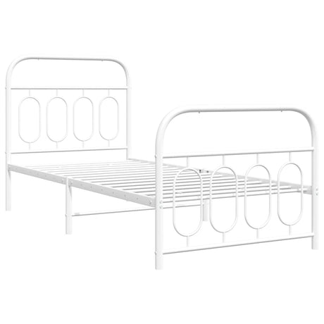 Vidaxl bedframe met hoofd- en voeteneinde metaal wit 90x200 cm