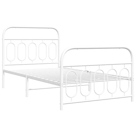 Vidaxl bedframe met hoofd- en voeteneinde metaal wit 100x200 cm