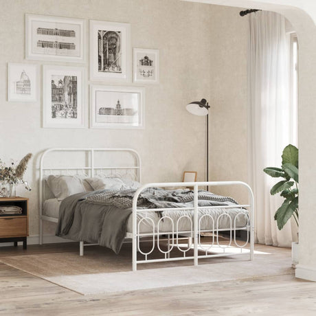 Vidaxl bedframe met hoofd- en voeteneinde metaal wit 120x200 cm