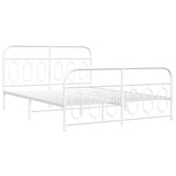 Vidaxl bedframe met hoofd- en voeteneinde metaal wit 140x190 cm