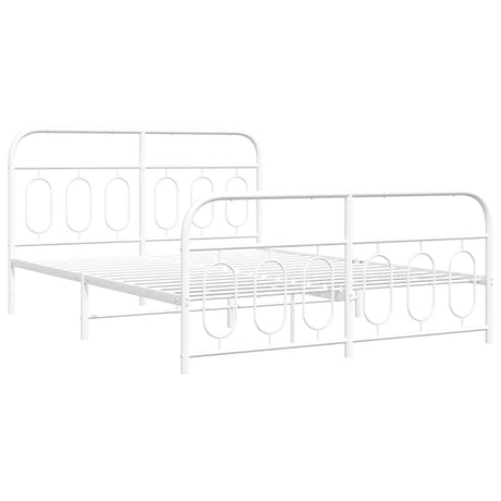 Vidaxl bedframe met hoofd- en voeteneinde metaal wit 150x200 cm