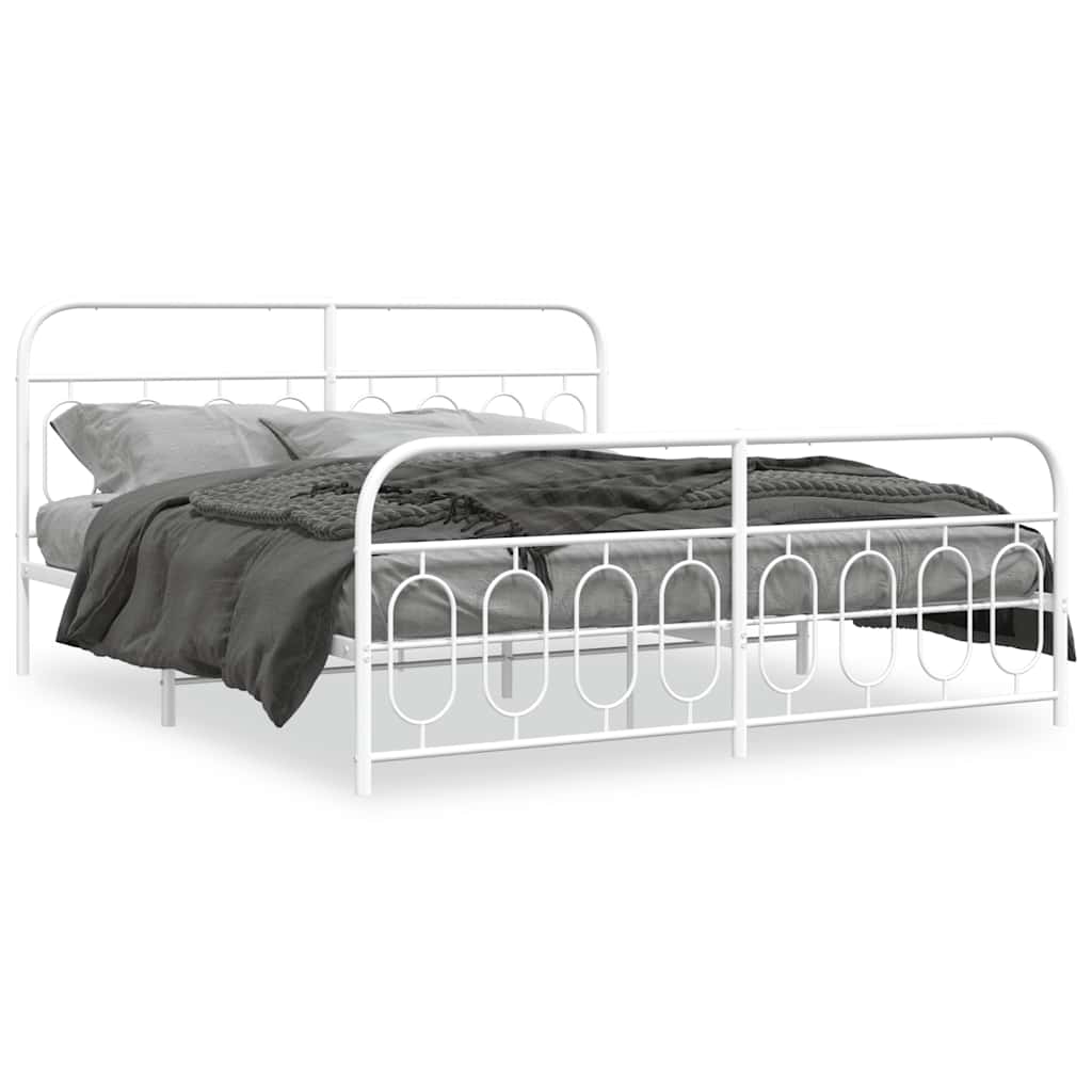 Vidaxl bedframe met hoofd- en voeteneinde metaal wit 183x213 cm