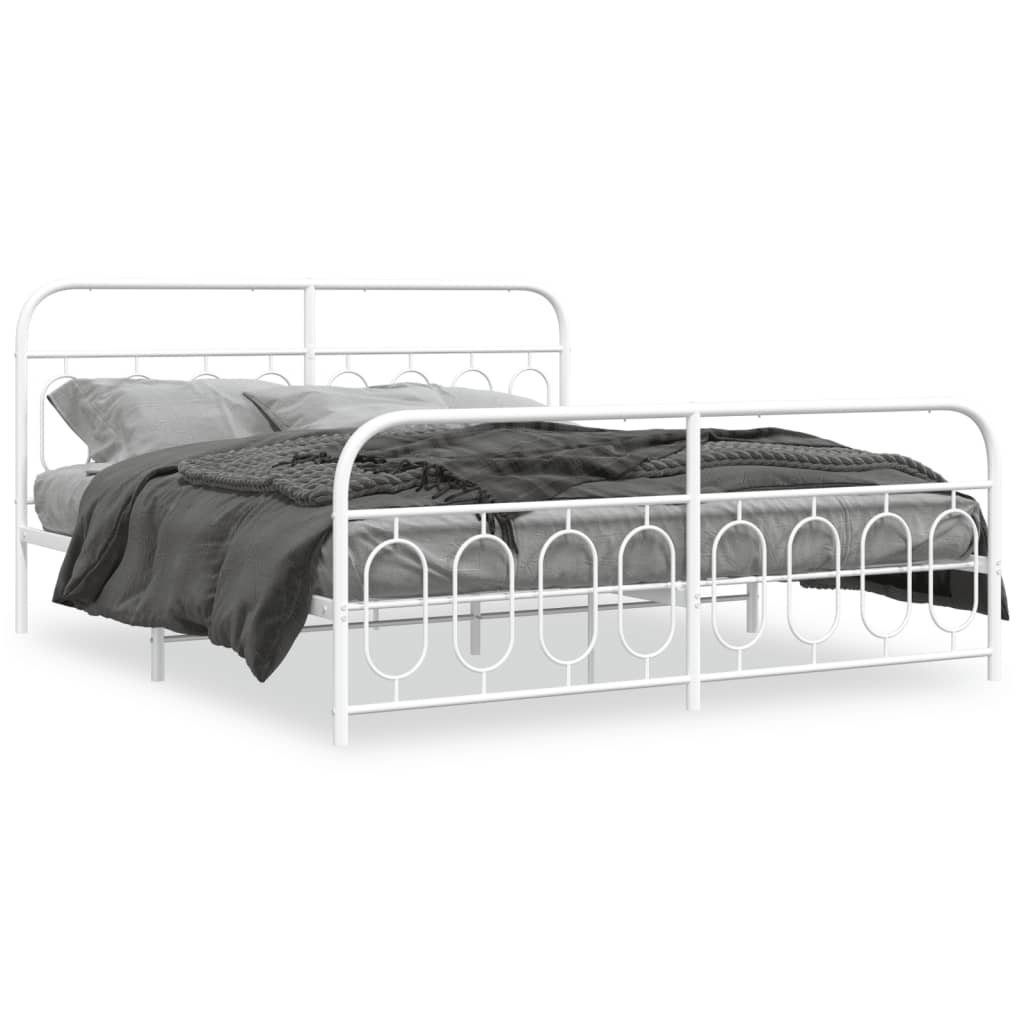 Vidaxl bedframe met hoofd- en voeteneinde metaal wit 193x203 cm