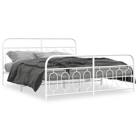 Vidaxl bedframe met hoofd- en voeteneinde metaal wit 193x203 cm