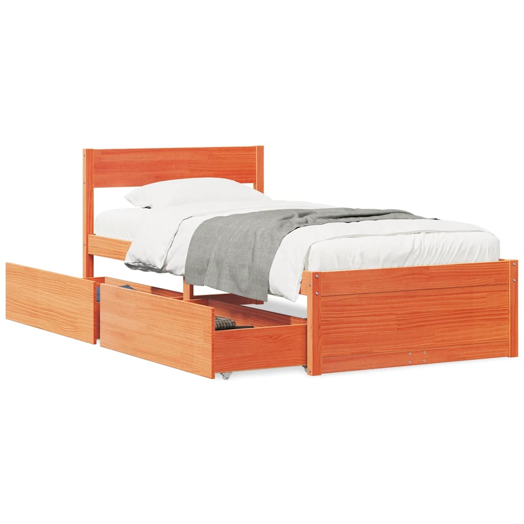Vidaxl bedframe zonder matras massief grenenhout wasbruin 90x190 cm