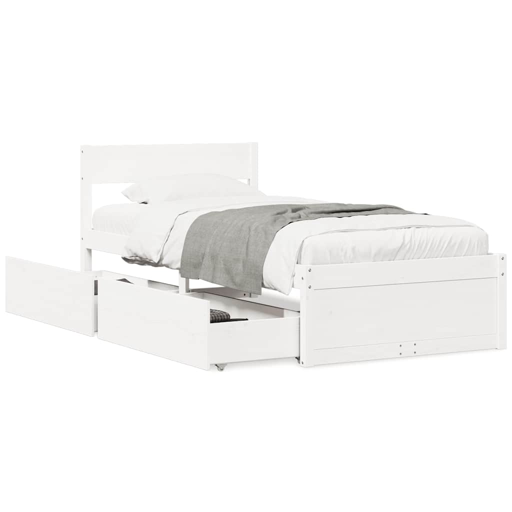 Vidaxl bedframe zonder matras massief grenenhout wit 75x190 cm