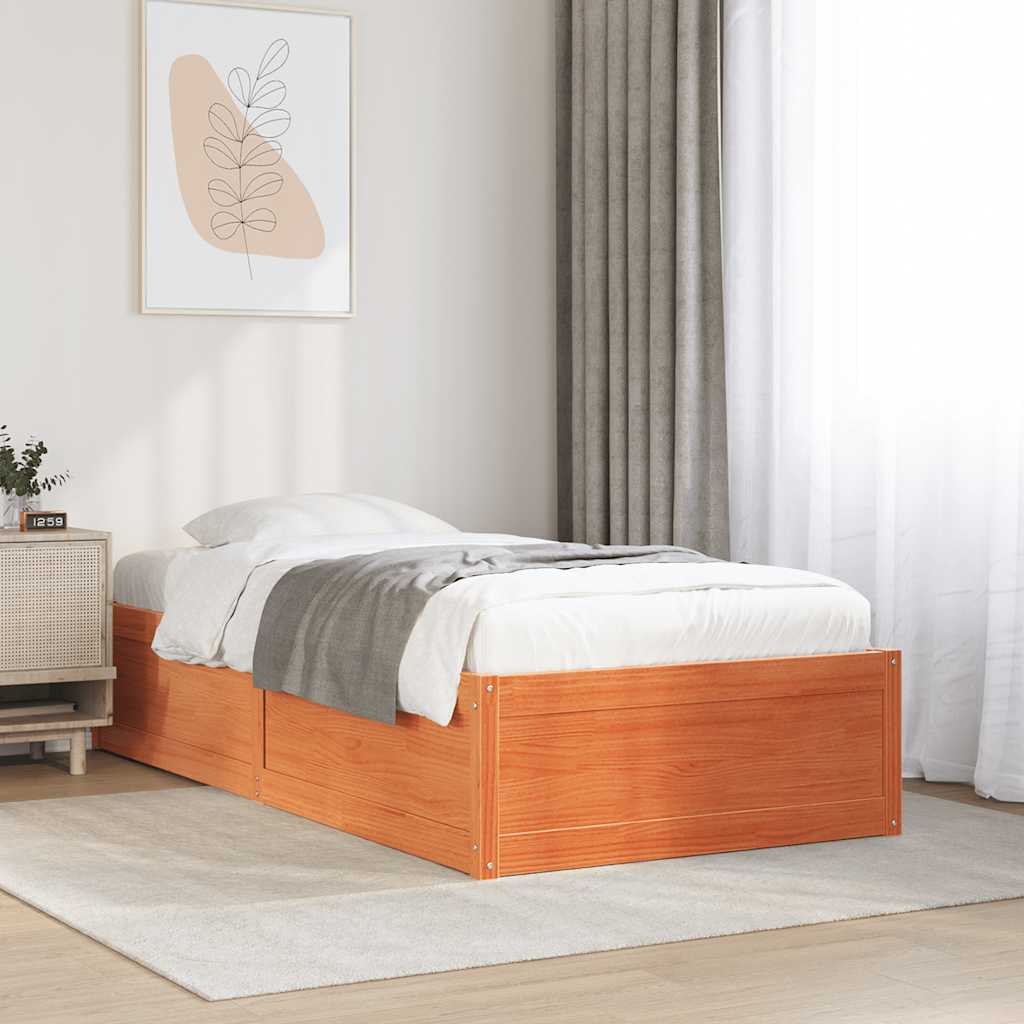 Vidaxl bedframe zonder matras massief grenenhout wasbruin 90x200 cm