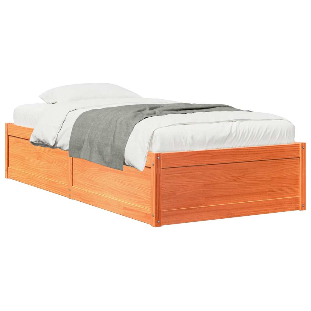 Vidaxl bedframe zonder matras massief grenenhout wasbruin 75x190 cm