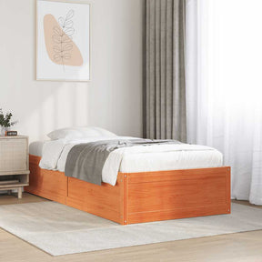 Vidaxl bedframe zonder matras massief grenenhout wasbruin 75x190 cm