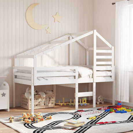 Vidaxl kinderbedhuisje 198x87x113 cm massief grenenhout wit