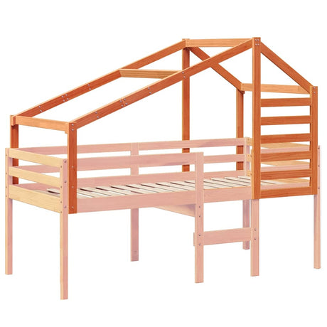Vidaxl kinderbedhuisje 198x97x113 cm massief grenenhout wasbruin