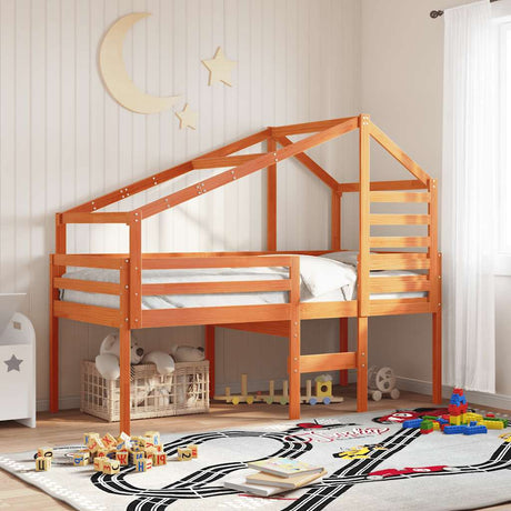 Vidaxl kinderbedhuisje 188x82x113 cm massief grenenhout wasbruin