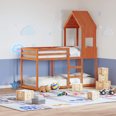 Vidaxl kinderbedhuisje 55x84x132 cm massief grenenhout wasbruin