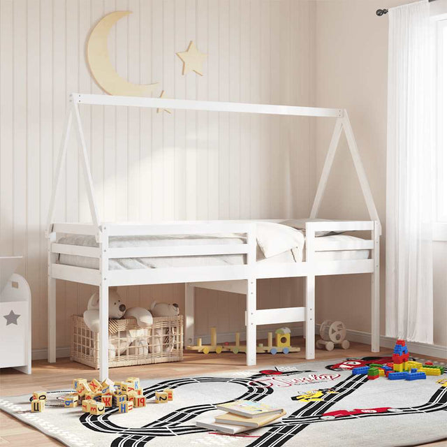 Vidaxl kinderbedhuisje 209x85,5x88 cm massief grenenhout wit