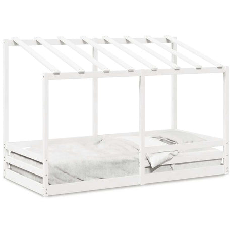 Vidaxl kinderbed met bedhuis 100x200 cm massief grenenhout wit
