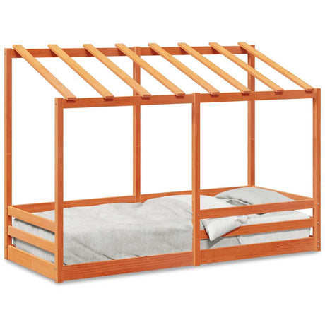 Vidaxl kinderbed met bedhuis 75x190 cm massief grenenhout wasbruin