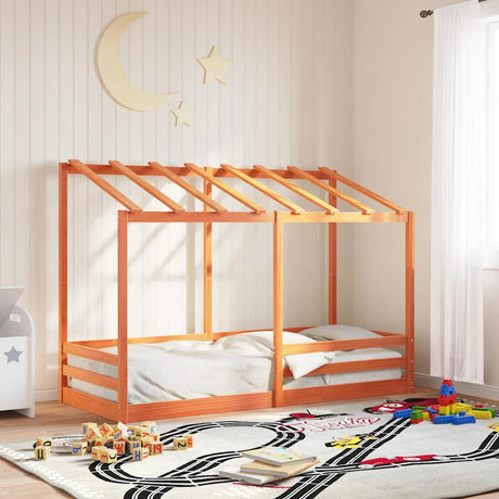 Vidaxl kinderbed met bedhuis 75x190 cm massief grenenhout wasbruin