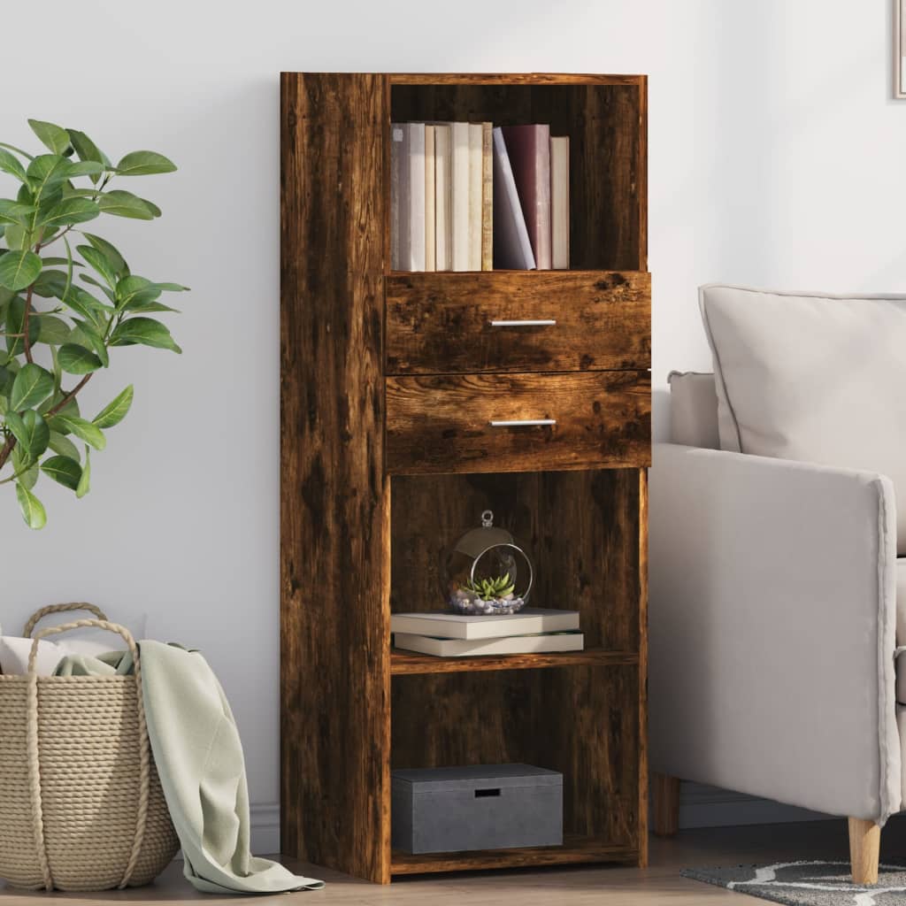 Vidaxl hoge kast 45x42,5x124 cm bewerkt hout gerookt eikenkleurig
